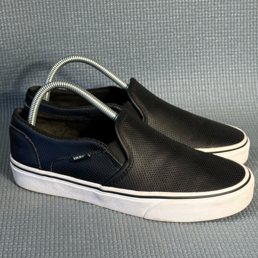 Vans Black Perforated Leather Slip-On Sneakers